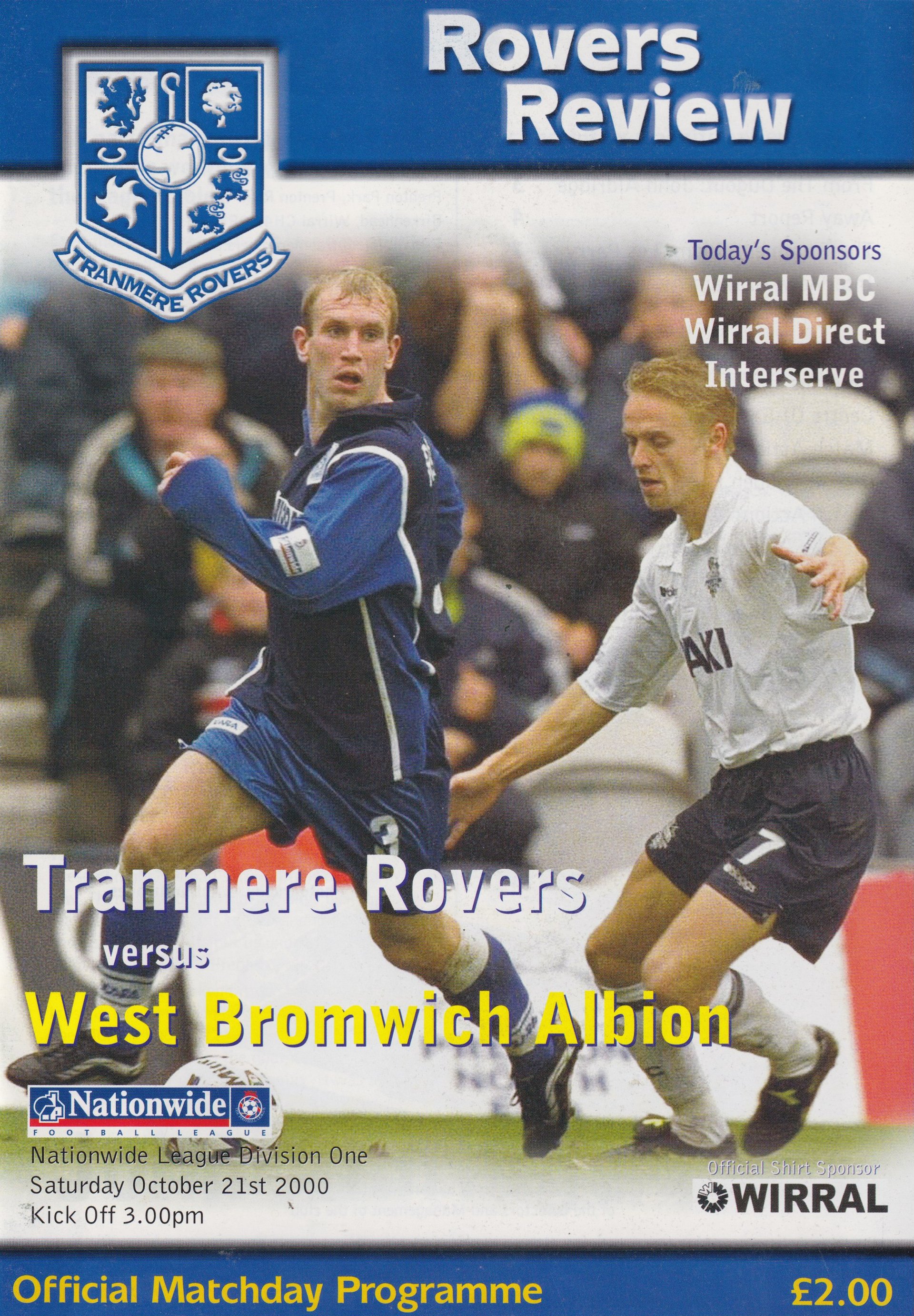 Tranmere Rovers v West Bromwich Albion match programme